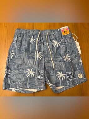 NWT The Endless Summer Palm Print Volley Swim Trunks | Coastal Surf Travel | M